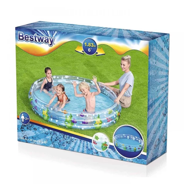 בריכה משפחתית מתנפחת 183X33 ס''מ Bestway הבריכה המשפחתית המרווחת של Bestway מציעה כיף מובטח לכל המשפחה!